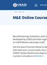 USAID Advancing Nutrition (2022) M&E Online Course Repository - overview