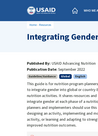 USAID (2022) Integrating Gender into Nutrition Programs: Program Guide - overview